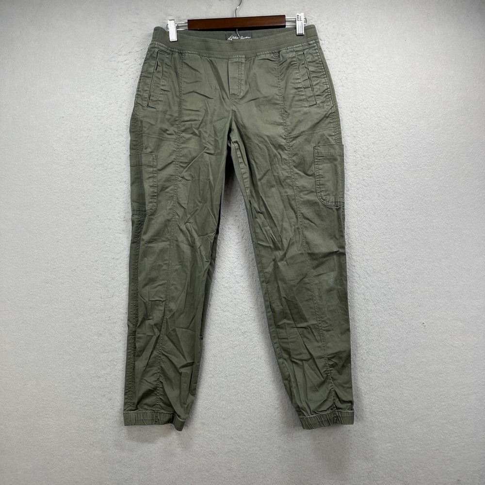 Eddie Bauer Jogger Pants Womens 8 Green Laid Back Twill Cargo Utility Gorpcore